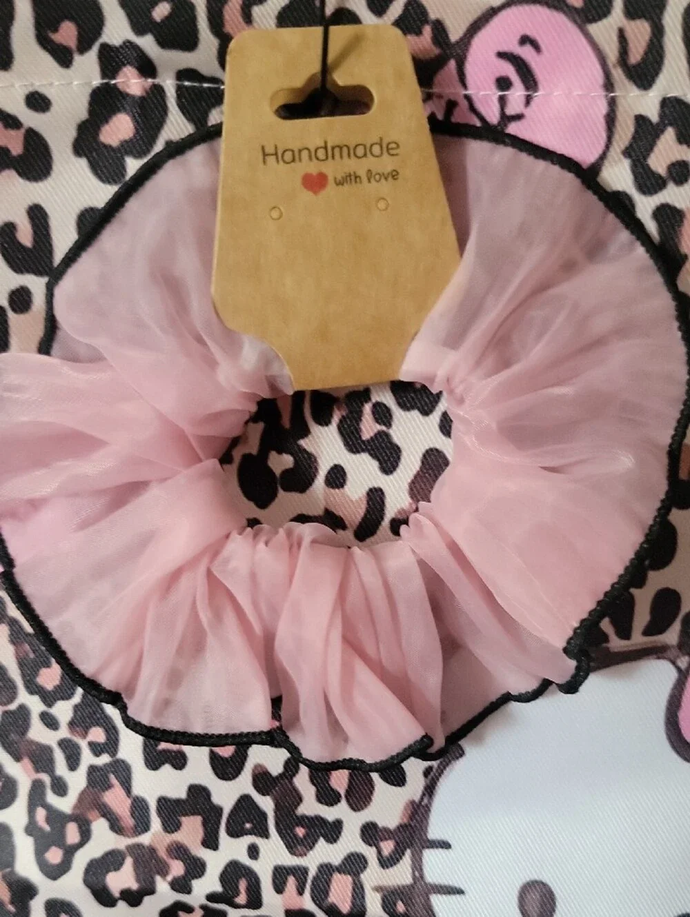 Hello Kitty Pink Leopard Print Kids Tote with Scrunchie Accent
